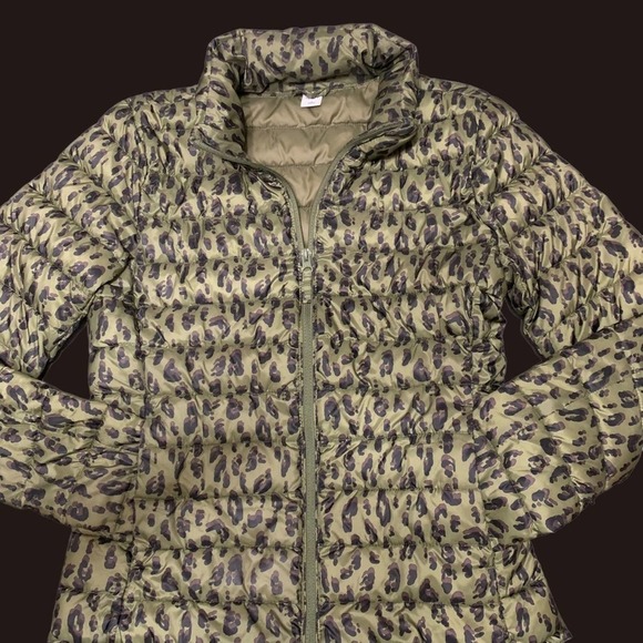 Leopard Puffer Jacket Quilted Narrow Channel Women's Small - Picture 14 of 14
